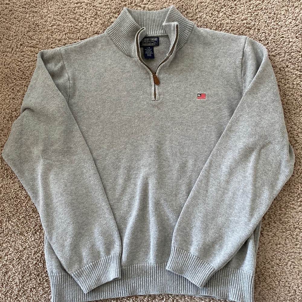 Ralph Lauren Polo Jeans Gray Zip Up Knit Sweater